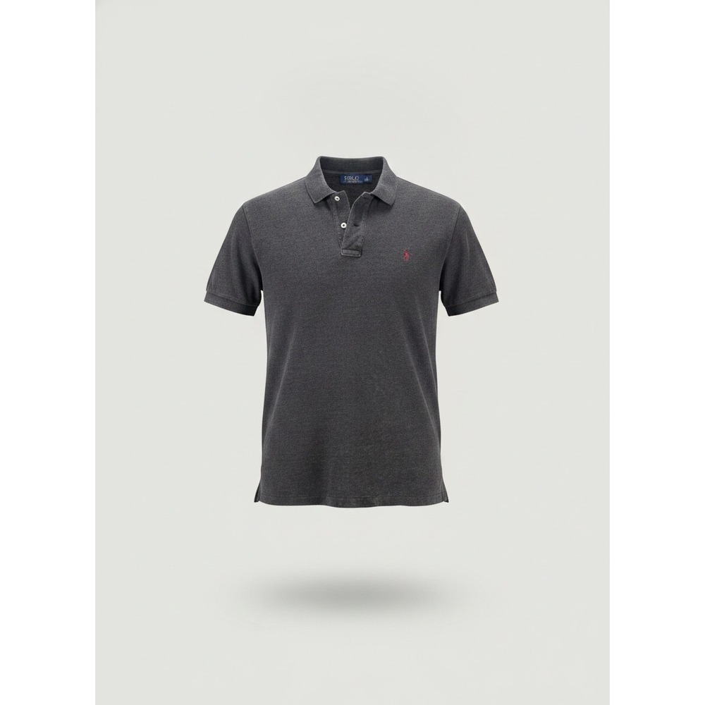 Polo Ralph Lauren Mens Classic Fit Polo Shirt Gray Heather Red Pony Large L